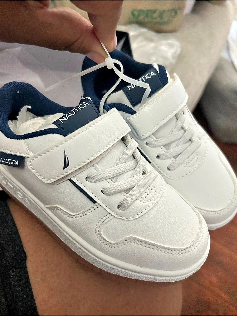 Nautica Seaspray Contrast Court Sneaker Kids White & Blue NWT